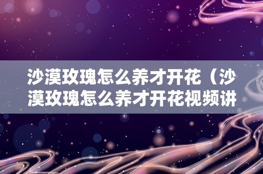 沙漠玫瑰怎么养才开花（沙漠玫瑰怎么养才开花视频讲解）