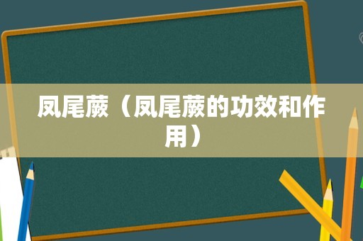 凤尾蕨（凤尾蕨的功效和作用）