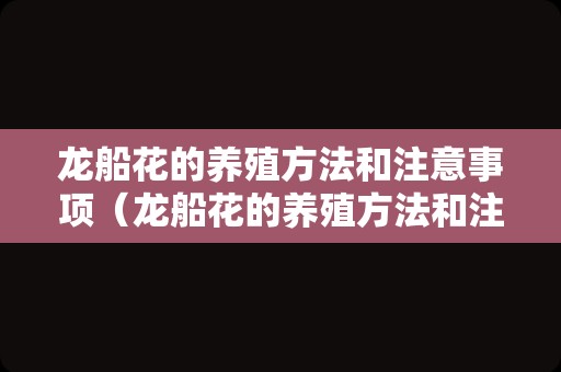 龙船花的养殖方法和注意事项（龙船花的养殖方法和注意事项有哪些）