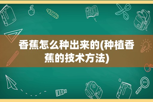 香蕉怎么种出来的(种植香蕉的技术方法)