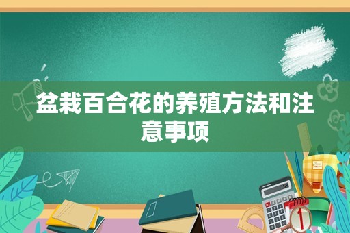 盆栽百合花的养殖方法和注意事项